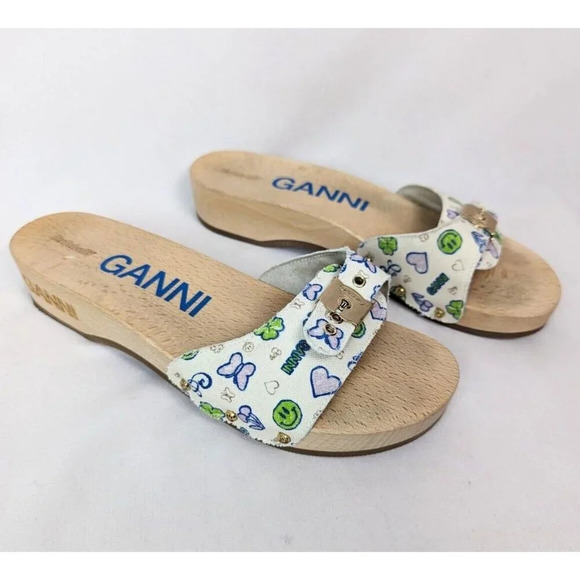 GANNI x DR. Scholl’s Sandals Kiosk Parrot Slides Wooden Platform Shoe EU 40 US 9 - Picture 1 of 16